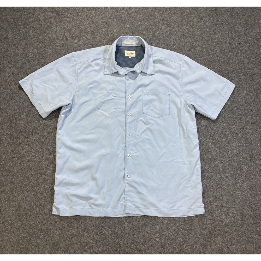 Quicksilver Waterman Button Down Shirt Men Size Large Comfort Fit Blue